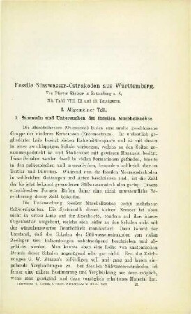 Fossile Süsswasser-Ostrakoden aus Württemberg