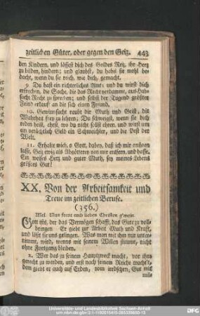 XX. Von der Arbeitsamkeit und Treue im zeitlichen Berufe.