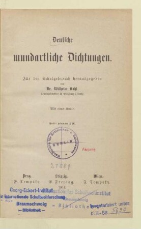 Deutsche mundartliche Dichtungen : mit einer Karte
