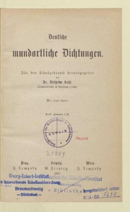 Deutsche mundartliche Dichtungen : mit einer Karte