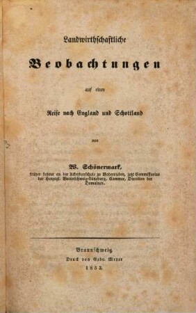 Landwirthschaftliche Beobachtungen auf einer Reise nach England u. Schottland