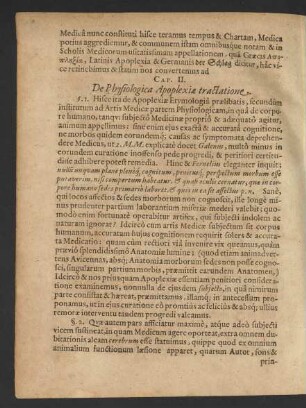 Cap. II. De Physiologica Apoplexiae tractatione.