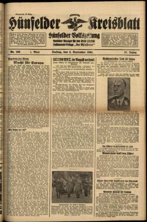 Erste Ausgabe vom Freitag, den 05. September 1941.