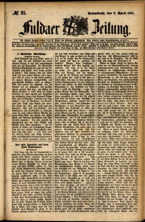 Ausgabe vom Samstag, den 09. April 1881.