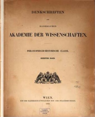 Denkschriften. 10. 1860