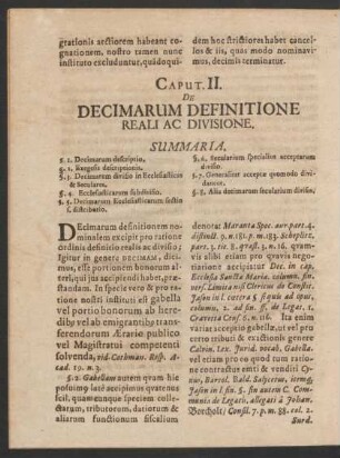 Caput II. De Decimarum Definitione Reali Ac Divisione.