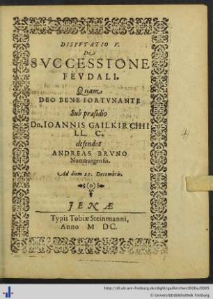 DISPVTATIO V. De SVCCESSIONE FEVDALI
