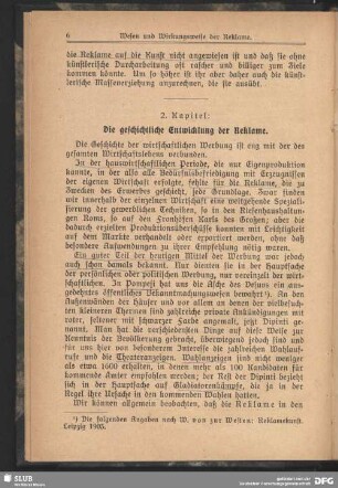 2. Kapitel: Die geschichtliche Entwicklung der Reklame