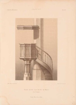 Kanzel in der Katholischen Kirche, Weiler: Ansicht (aus: Architektonisches Skizzenbuch, H. 109/4, 1871)