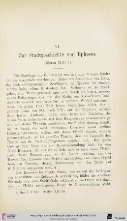 VI. Zur Stadtgeschichte von Ephesos