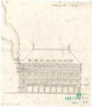 Fischer, Theodor; Würzburg, Münsterplatz; Sparkasse - Westseite (Ansicht)