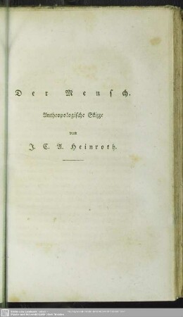 Der Mensch : Anthropologische Skizze