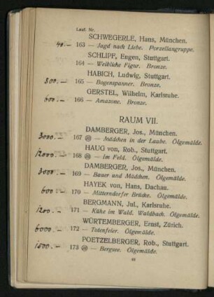 Raum VII. Nr. 167 - 191