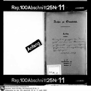 Streitigkeit zwischen dem Domkapitel und dem Oberjägermeister von Hammerstein zu Gesmold wegen gepfändeter domkapitularischer Eigenbehörigen