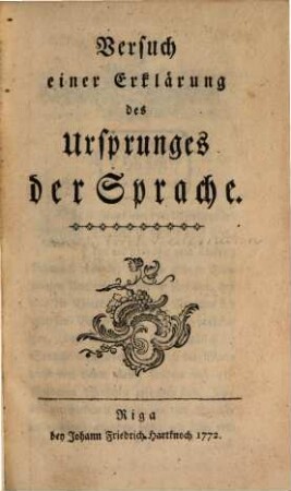 Versuch einer Erklärung des Ursprunges der Sprache