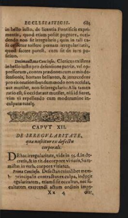 Caput XII. De Irregularitate, quae nascitur es defectu ...