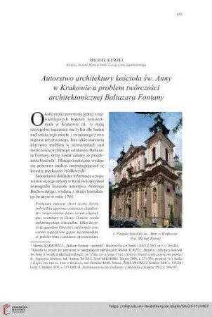 79: Autorstwo architektury ko¬ścioła ¬w. Anny w Krakowie a problem twórczo¬ści architektonicznej Baltazara Fontany