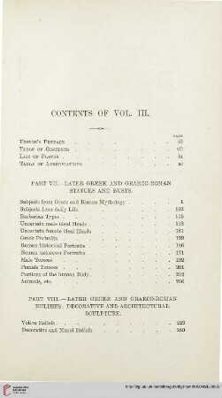 Contents of Vol. III.