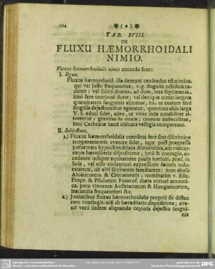 Tab. XVIII. De Fluxu Haemorrhoidali Nimio