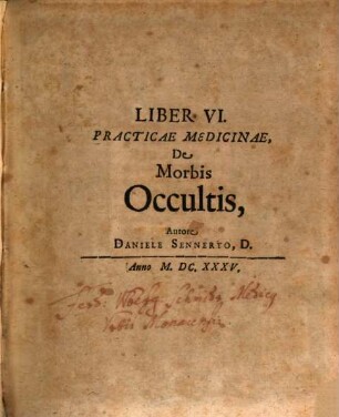 Liber ... Practicae Medicinae, 6. De Morbis Occultis