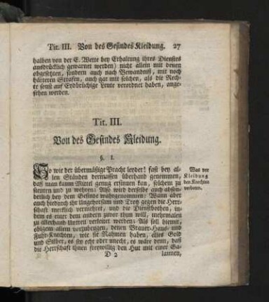 Tit. III. Von des Gesindes Kleidung