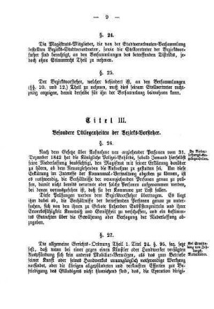 Titel III. Besondere Obliegenheiten der Bezirks-Vorsteher