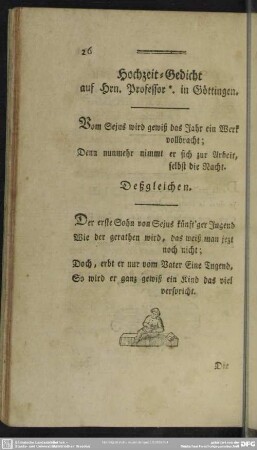 Hochzeit-Gedicht auf Hrn. Professor *. in Göttingen