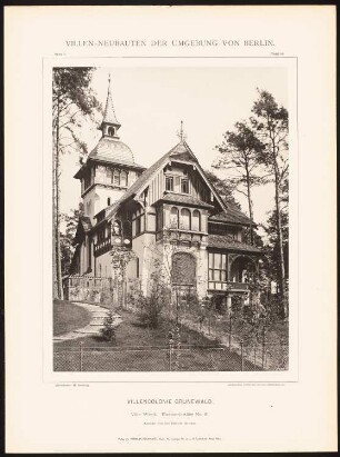 Villa Wieck, Berlin-Grunewald: Ansicht von der Herthastraße (aus: Hermann Rückwardt, Villen-Neubauten der Umgebung von Berlin)