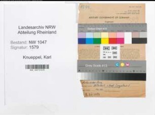 Entnazifizierung Karl Knueppel , geb. 26.09.1888 (Kaufmann)
