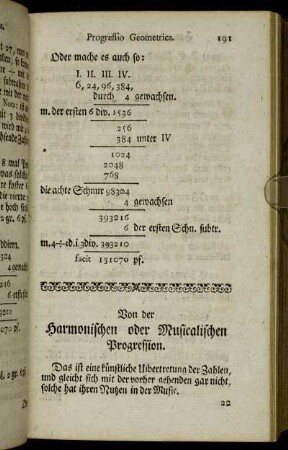 Von der Harmonischen oder Musicalischen Progression.