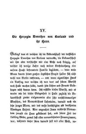 XV. Die Herzogin Dorothea von Kurland und ihr Haus