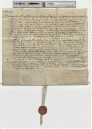 Der Ratsmann Dionisius Bredekow überantwotet den Vorstehern der Armenkiste einen Rentebrief.