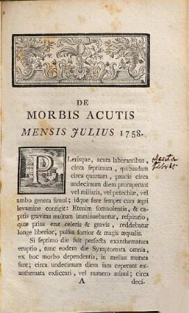 Antonii Störck Medici Viennensis Et In Nosocomio Pazmariano Physici Ordinarii Annus Medicus : Quo Sistuntur Observationes Circa Morbos Acutos Et Chronicos, Adiiciunturque Eorum Curationes, Et Quædam Anatomicæ Cadaverum Sectiones, [1]