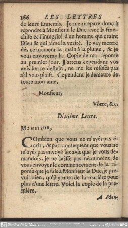 Dixième Lettre