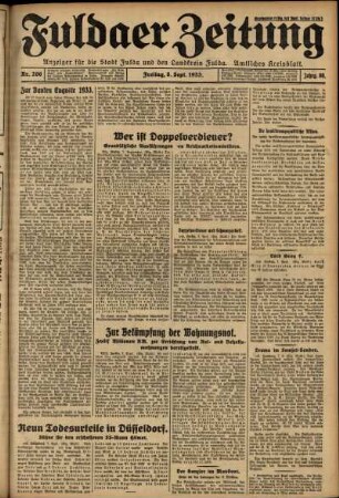 Ausgabe vom Freitag, den 08. September 1933.