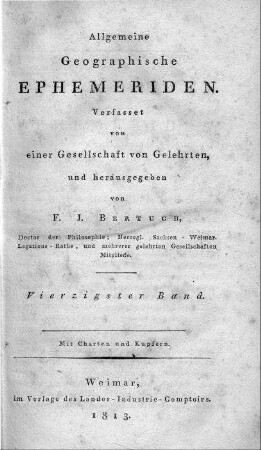 1813: Allgemeine geographische Ephemeriden