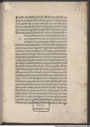 Oratio de Johannis apostoli et evangelistae laudibus et de vitae contemplativae celsitudine : Mit Vorrede des Autors an Papst Paulus II.