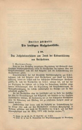 Zweiter Abschnitt. Die sonstigen Aufgebotsfälle.
