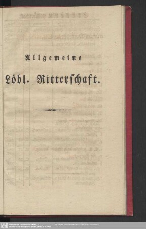 Allgemeine Löbl. Ritterschaft
