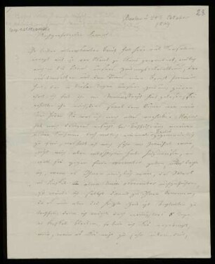 Brief von Adolf Friedrich Hesse an Louis Spohr