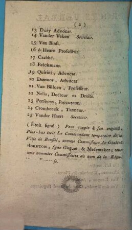 Procès-Verbal De l'Election des Représentans provisoires de la Ville de libre de Ouvain, librement élus dans l'Assemblée du Peuple Souverain de de cette Ville ...