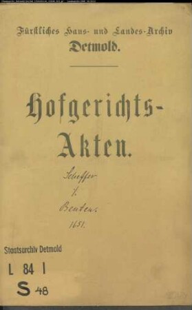 Scheffer, Albert in Salzuflen gegen Dr. Konrad Bentens (Bentheim) Erben - Schuldforderung