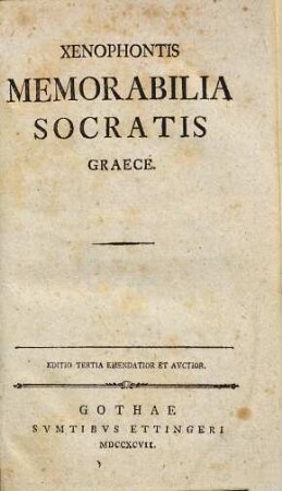 Xenophontis Memorabilia Socratis : Graece