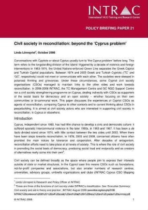 Civil society in reconciliation : beyond the 'Cyprus problem'