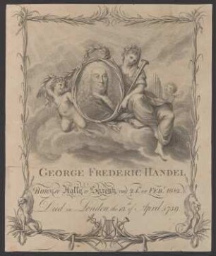 Porträt Georg Friedrich Händel mit allegorischen Figuren