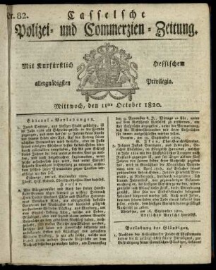 Nr. 82, Mittwoch, den 11ten October 1820