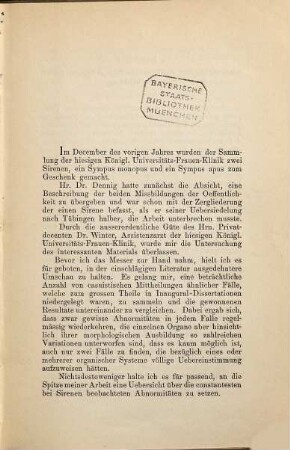 Sirenenbildung : Inaug.-Diss. d. Univ. Berlin