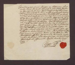 Van Fees quittiert über 2.500 Taler, die er von Portmanns Erben aus einer alten Schuld des Kurfürsten von der Pfalz vom 23. Juni 1556 empfangen hat.