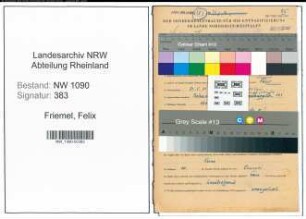 Entnazifizierung Felix Friemel , geb. 21.05.1891 (Kaufmann)