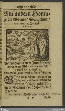 Am andern Sontage des Advents, Evangelium, aus dem 21. Capitel S. Lucae